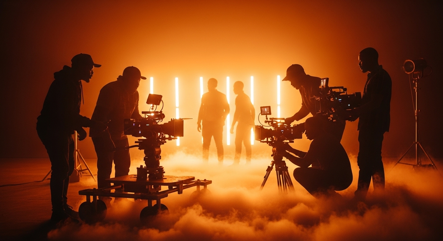 Nighttime music video set